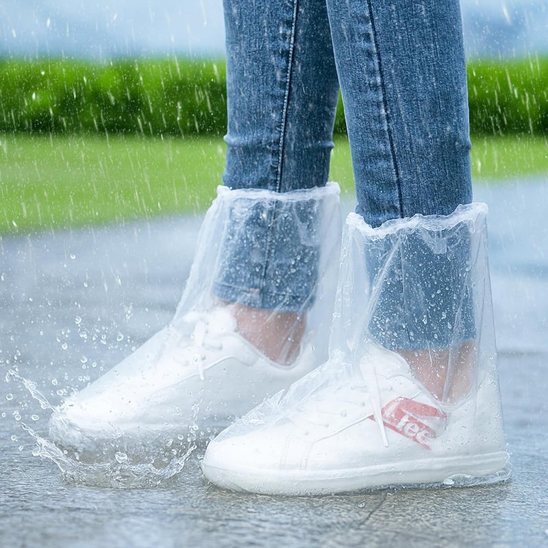 May Eileen Disposable Waterproof Shoe Covers for Rain – Adult Transparent Short Booties, Non-Slip Plastic Rain Shoe Covers, 24PCS (12 Pairs) for Travel, Outdoor, Commuting - Image 1